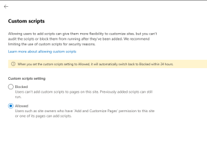 Updates To Custom Scripting In SharePoint Online